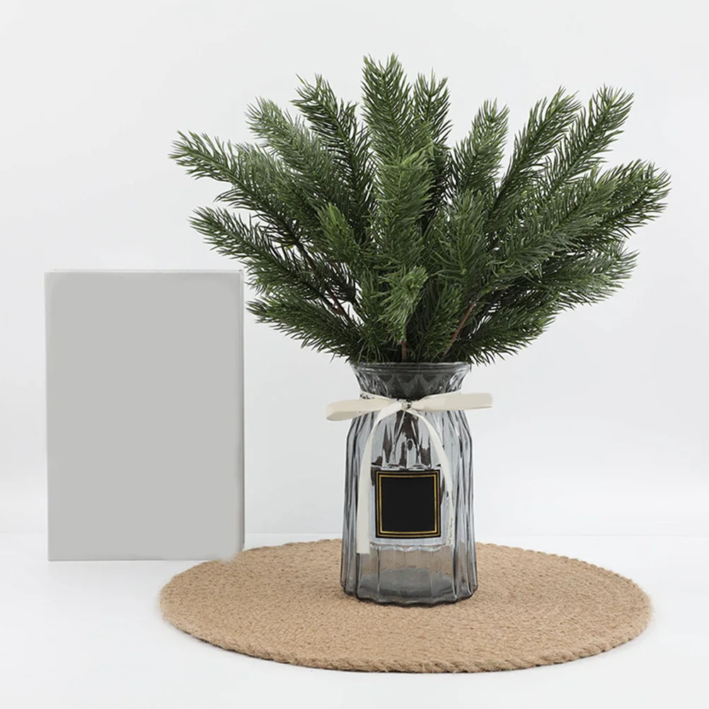 

3Pcs Artificial Pine Needle Branches Green Leaves Fake Pine Stems Christmas Decoration Wreath Garland Xmas Craft Supplies