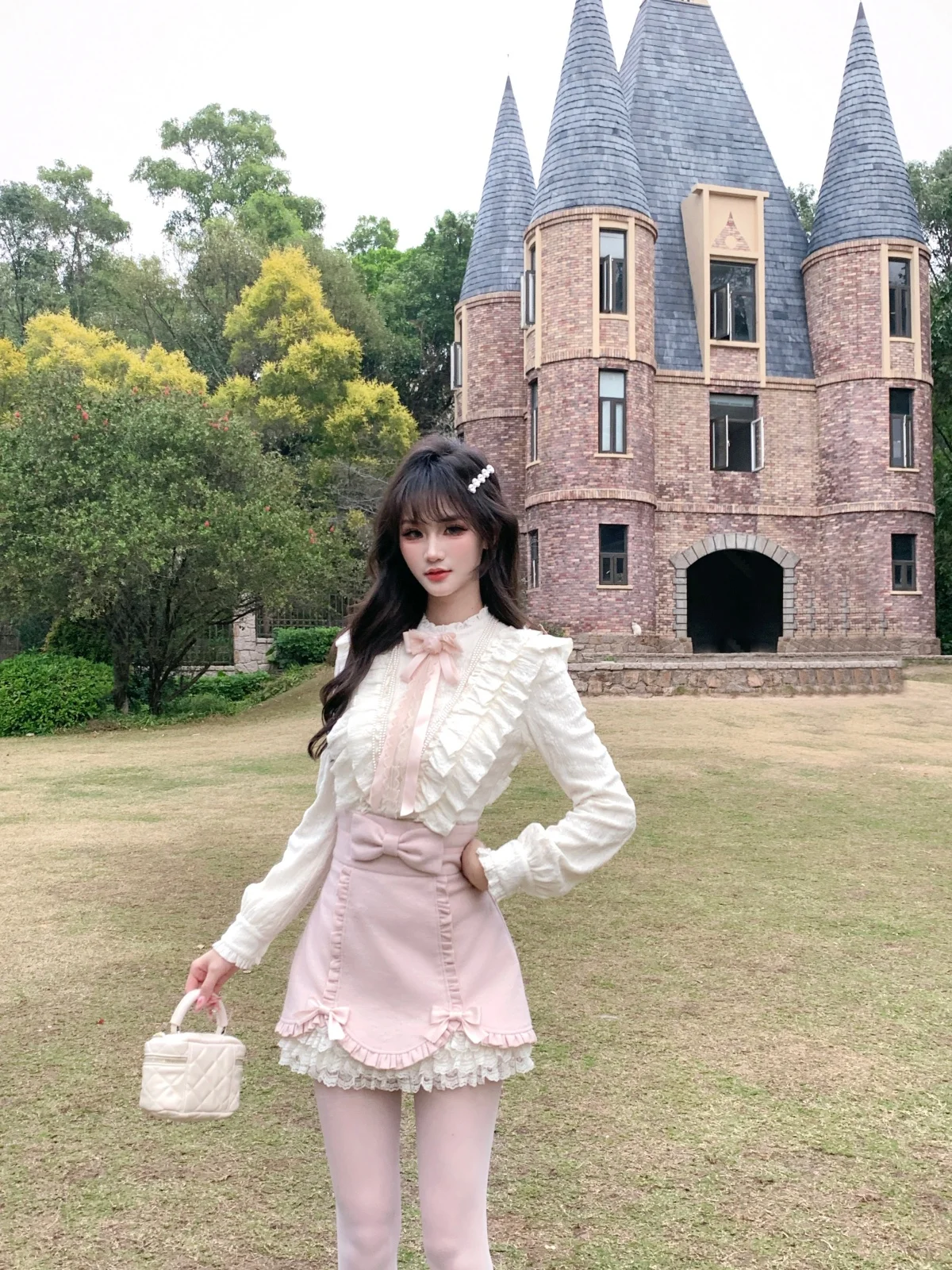 

Musefish Sweet Style High Waist Skirt Set Women's Half Skirt Ensemble Korean Style Long Sleeve Short Dress for Daily Use