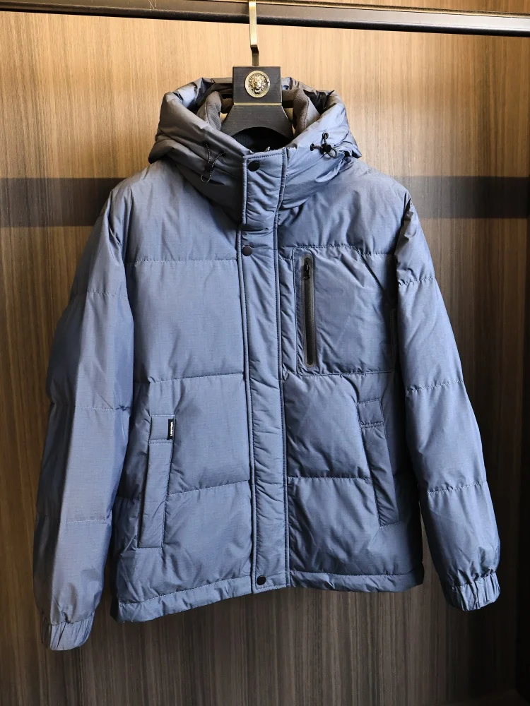 

H-Home Men's Faion down Jaet Hooded Outdoor Windproof Waterproof Lightweight Autumn Winter Polyester Fiber Du down Coat