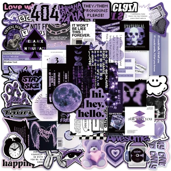 60 قطعة أسود أرجواني INS نمط الكرتون الكتابة على الجدران ملصقات DIY بها بنفسك الهاتف الغيتار المحمول دفتر حقيبة كوب ملصق مضاد للمياه لعبة أطفال