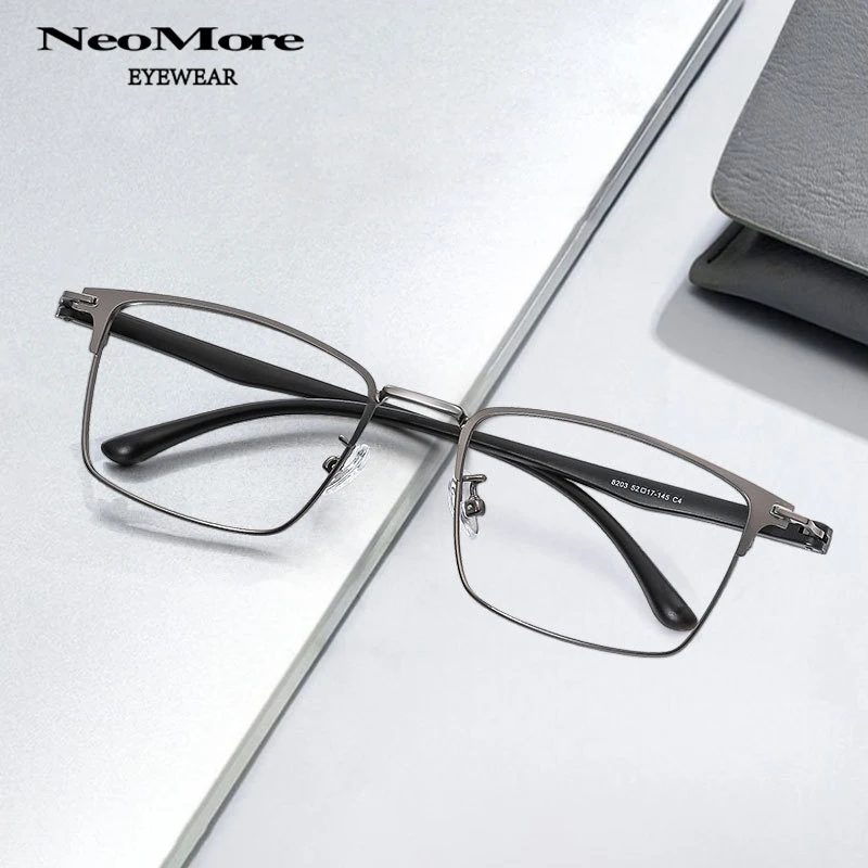 

Business Men's Square Myopia Glasses Semi Frameless Optical Progressive Glasses Frame Reading Prescription Presbyopia Eyewear