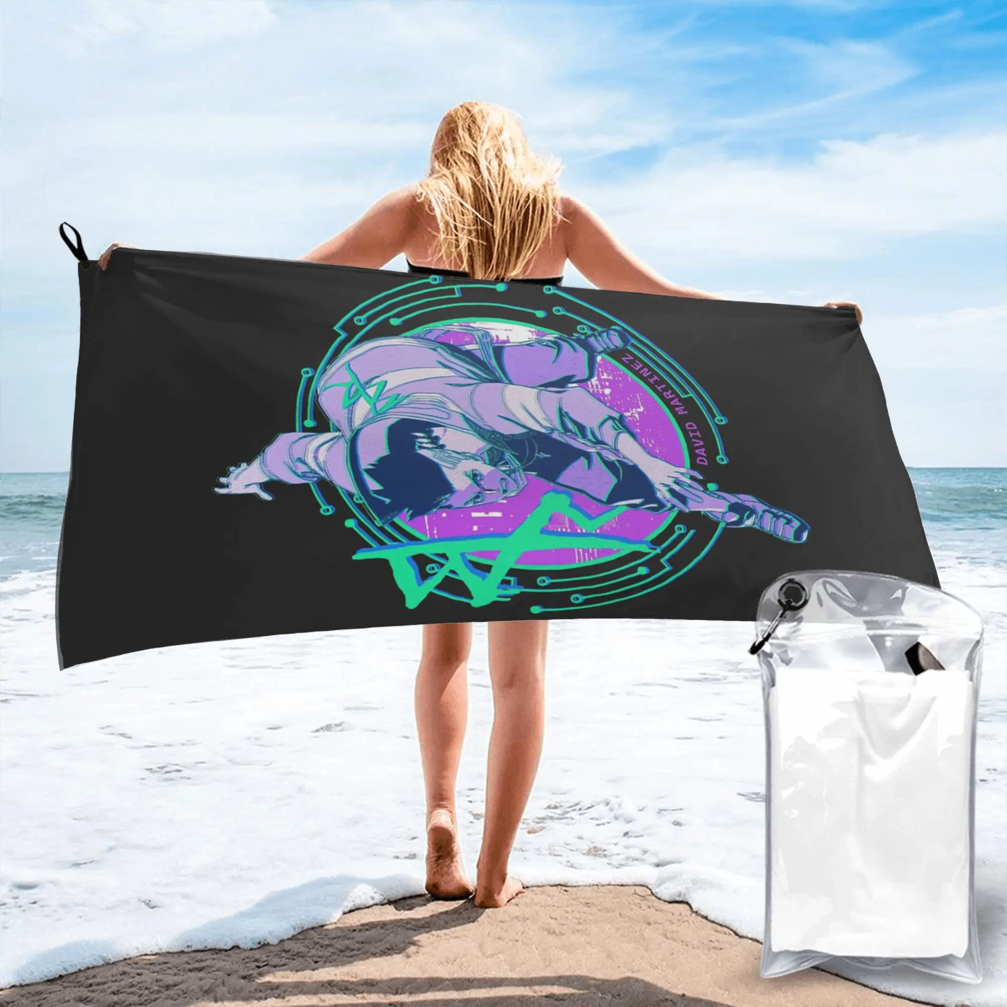 

David Cyberpunk Edgerunners C Beach Towel Soft Microfiber Quick Dry Absorbent Quick Towels For Yoga