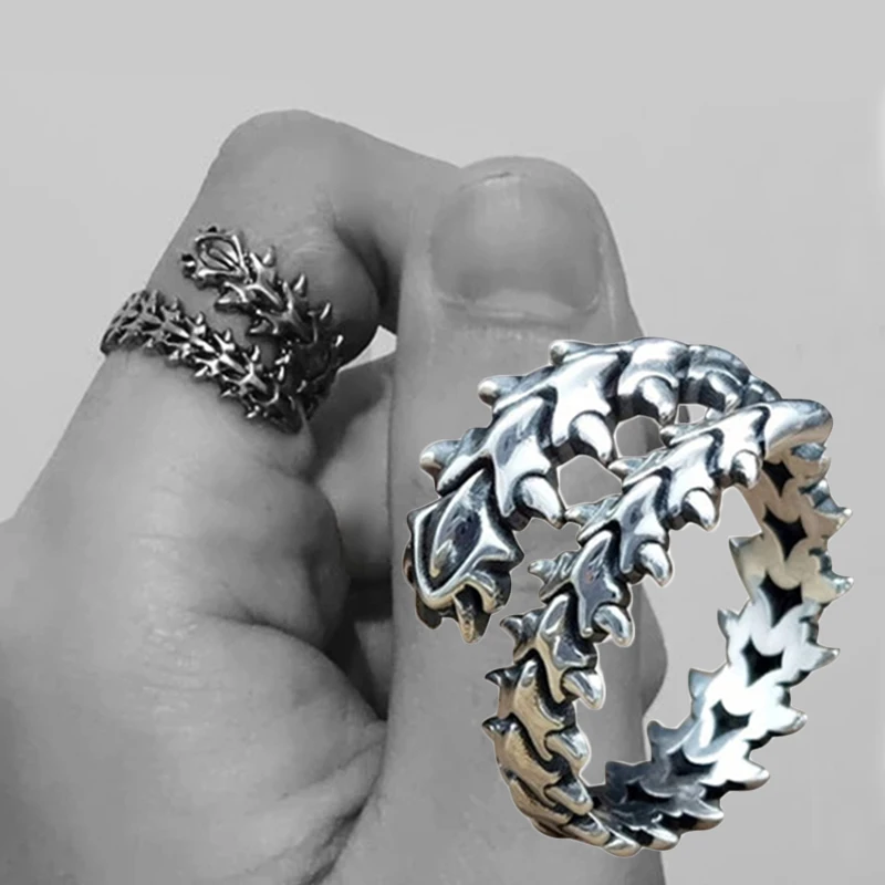 Vintage Punk Centipede Ring For Men Women Metal Gothic Winding Rings Opening Adjustable Sliver Finger Ring Teen Anime Ghoul Gift