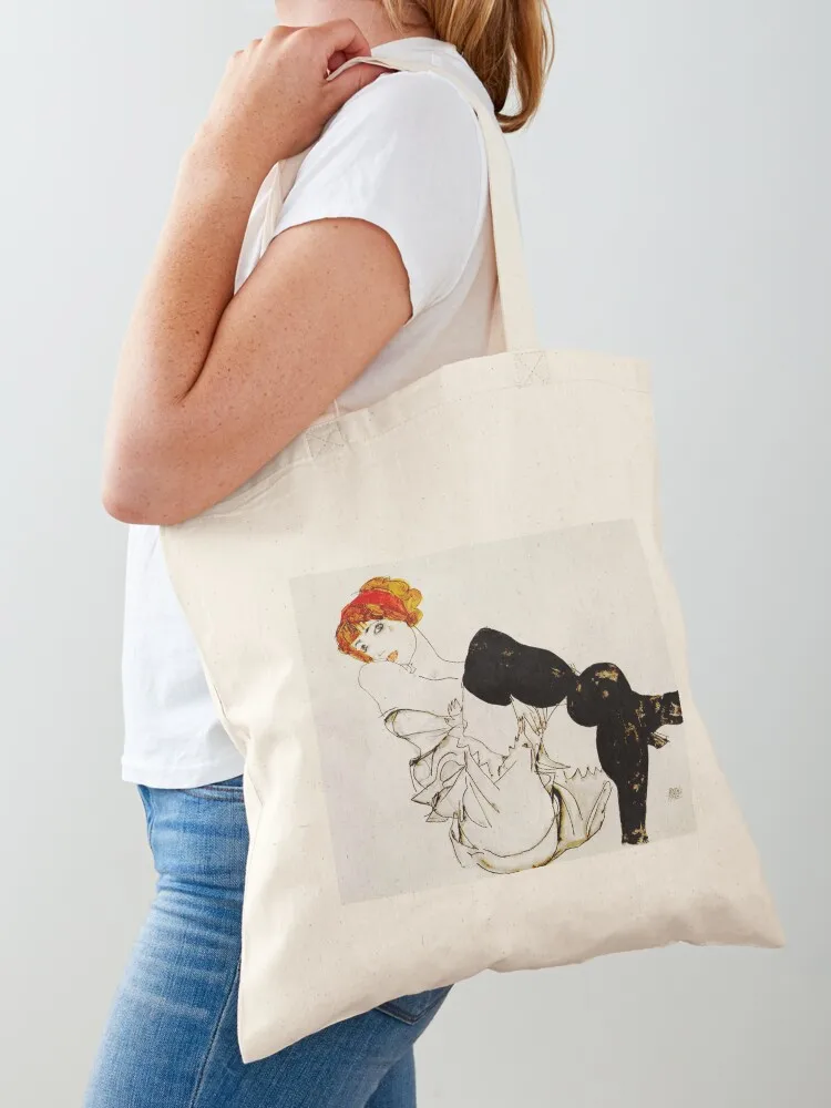 

Egon Schiele Woman in Black Stockings Tote Bag custom canvas bag Women's shopping bag Shopper handbag Women's bags