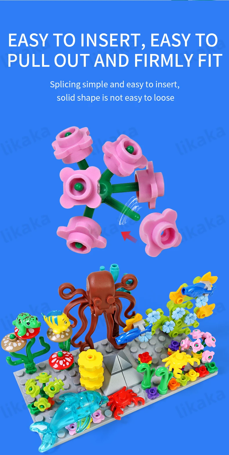 Stadt Bauernhof Tiere Bausteine Natur Tiere Fisch Otter MOC Unterwasser Welt Fisch Delphin Octopus Set DIY Spielzeug für Kinder Geschenk – Detail 7