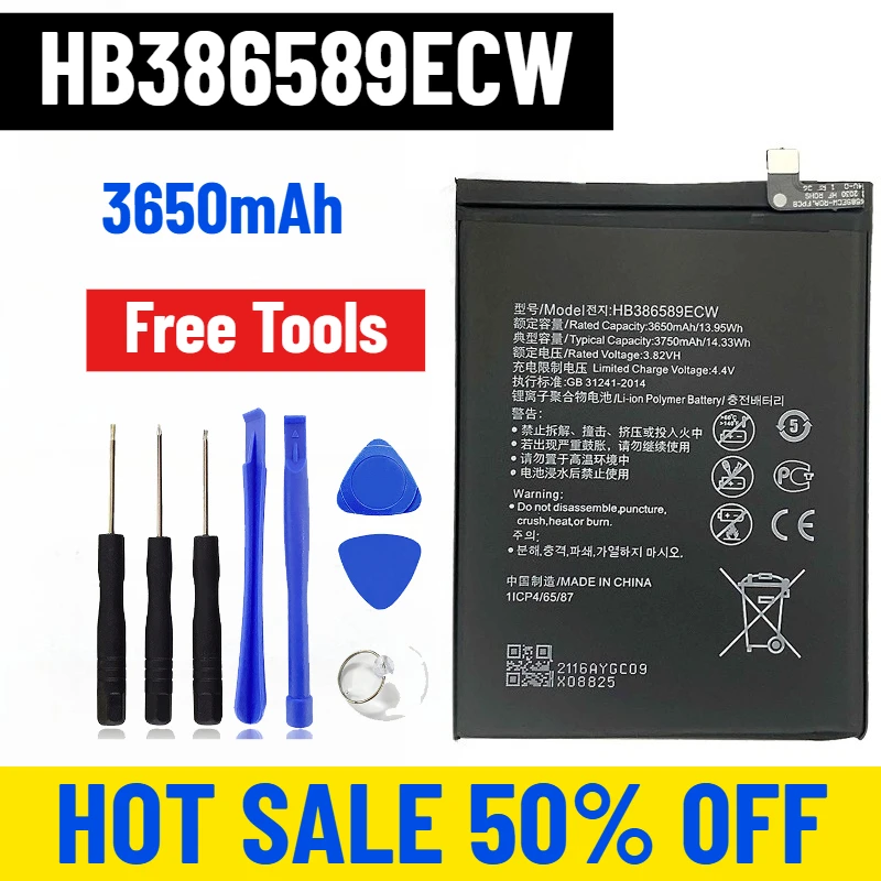 

3650mAh HB386589ECW for Huawei Nova3/4 8X/V10/9X Mobile Phones Battery