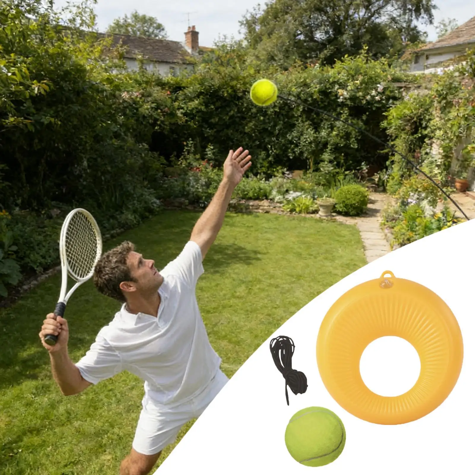 

Портативный тренажер для тенниса, инструмент для самостоятельных тренировок, оборудование для самостоятельной тренировки тенниса для двора, сада, парка, занятий спортом на открытом воздухе и в помещении.