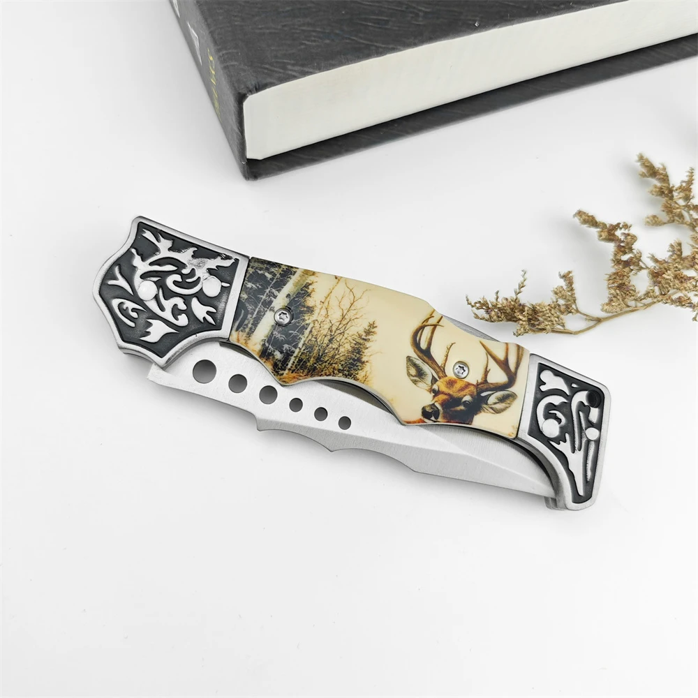 Outdoor Tactical New Pocket Folding Knife 5Cr13Mov Blade ABS Sika Deer Pattern Handle High Hardness EDC Tools Hunting Knives