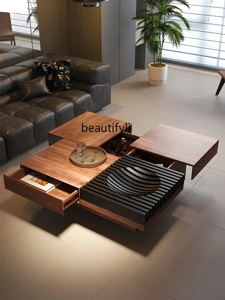 

Walnut Coffee Table Retro Style Small Apartment Living Room Home Designer Creative Storage Tea Table