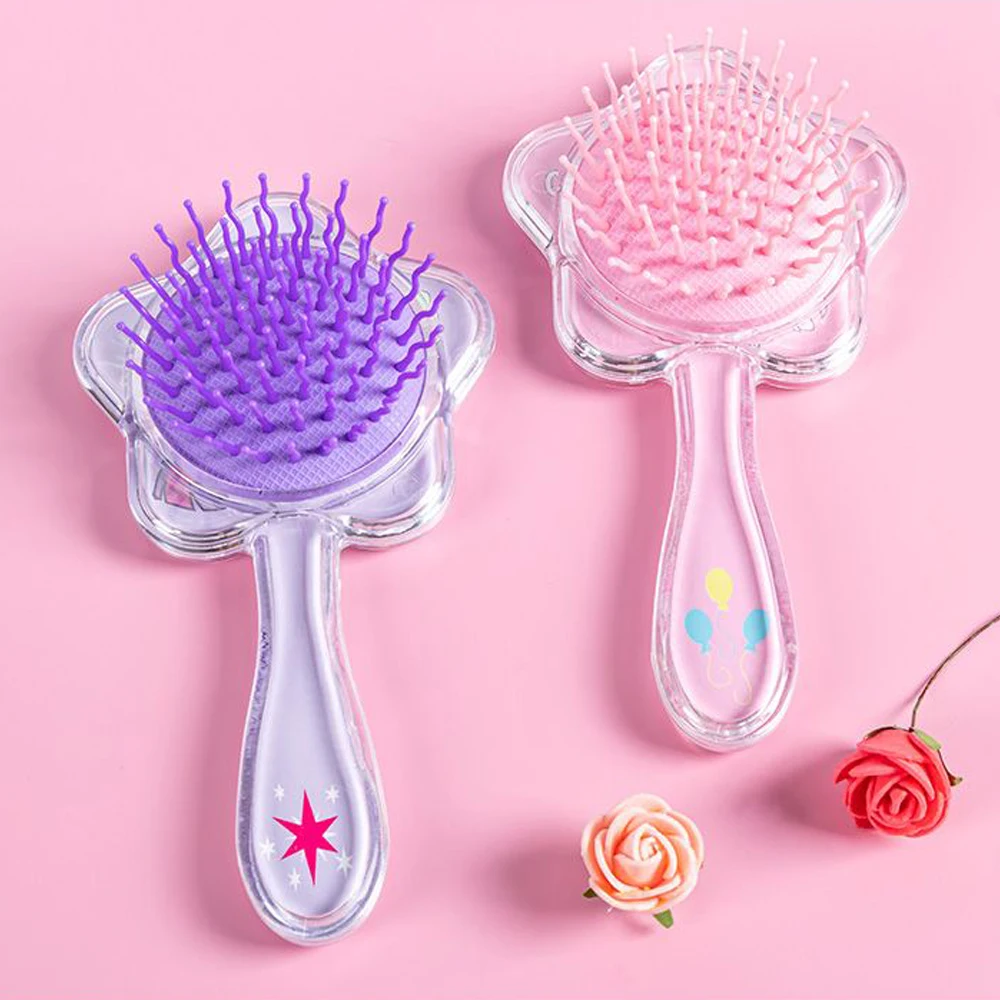 Anime Cartoon My Little Pony Twilight Sparkle Pinkie Pie Hair Massage Comb Cute Portable Comb Mirror Hair Styling Tools Gift