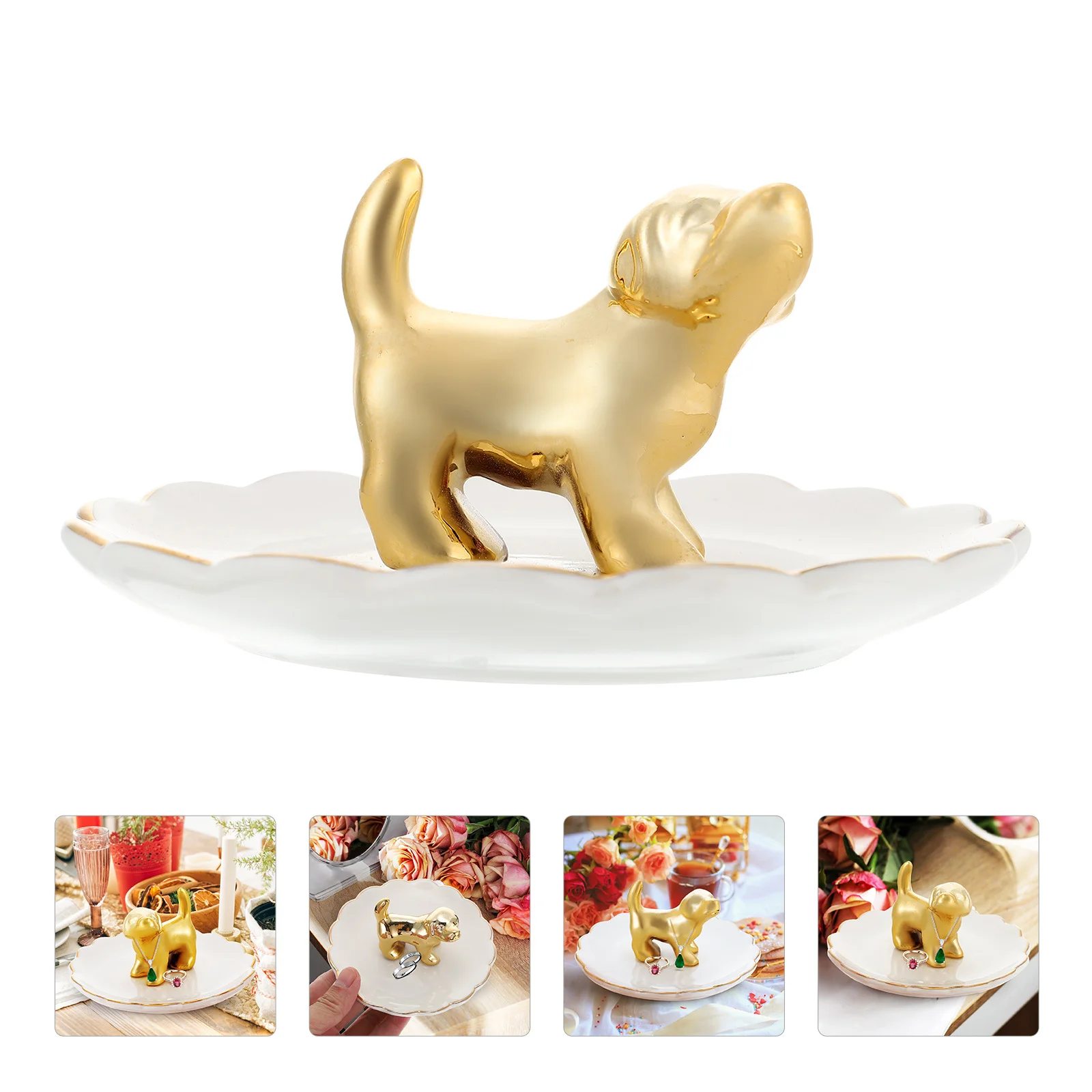 

Керамический поднос для демонстрации ювелирных изделий в виде щенка, элегантный держатель для хранения ювелирных изделий, блюдо для колец, ожерелий, браслетов, домашний туалетный столик