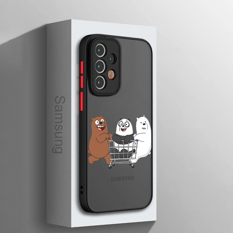 Cartoon bare bears For Samsung Galaxy A15 A05 A54 A34 A24 A73 A53 A23 A52 A71 A51 Frosted Translucent Hard Phone Case Coque Capa