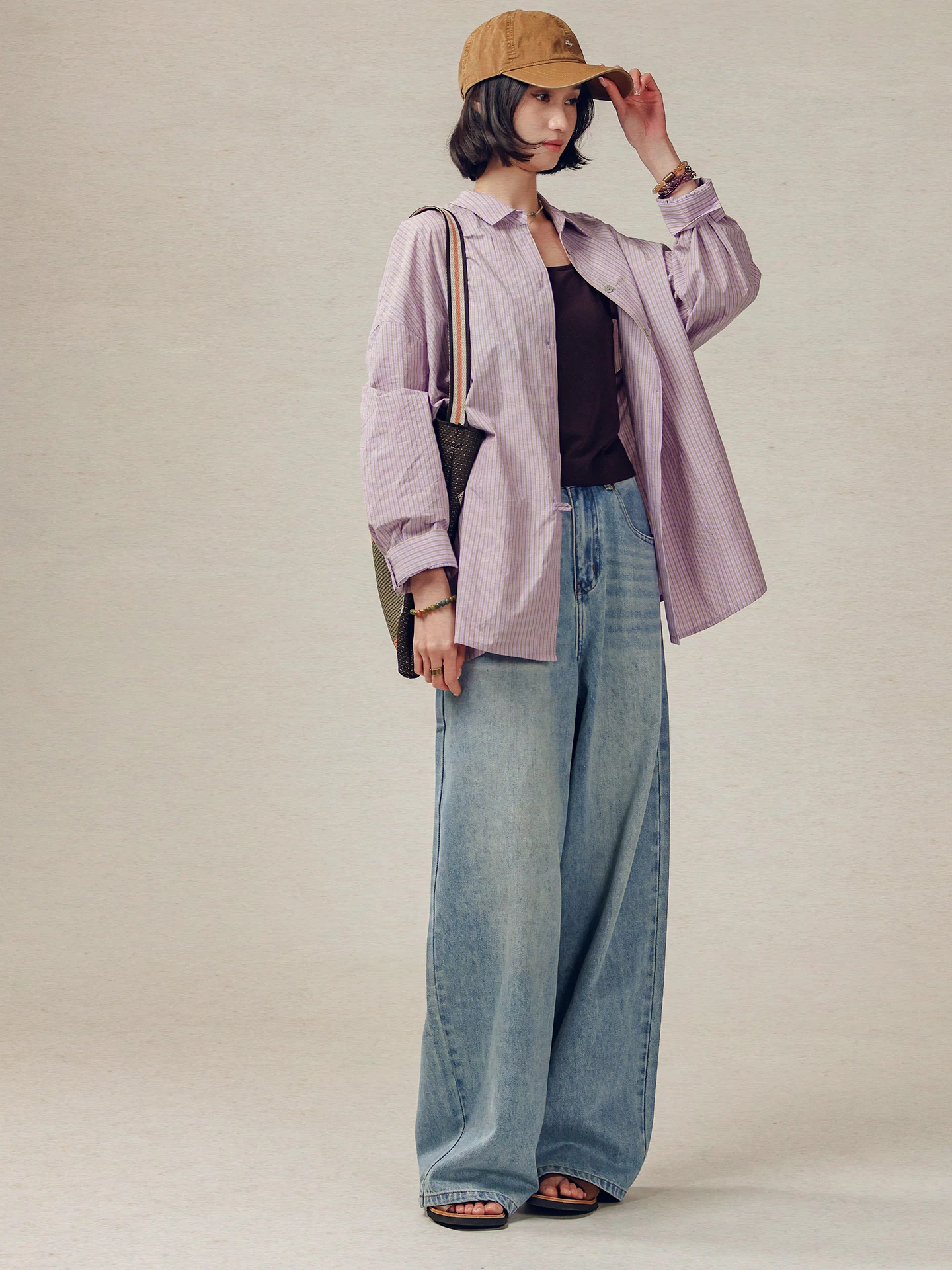 

Women's Casual Stripe irt Sand Wa Cotton Color Woven ell Button Changeable ape Spring Faion Comfortable Breathable ...