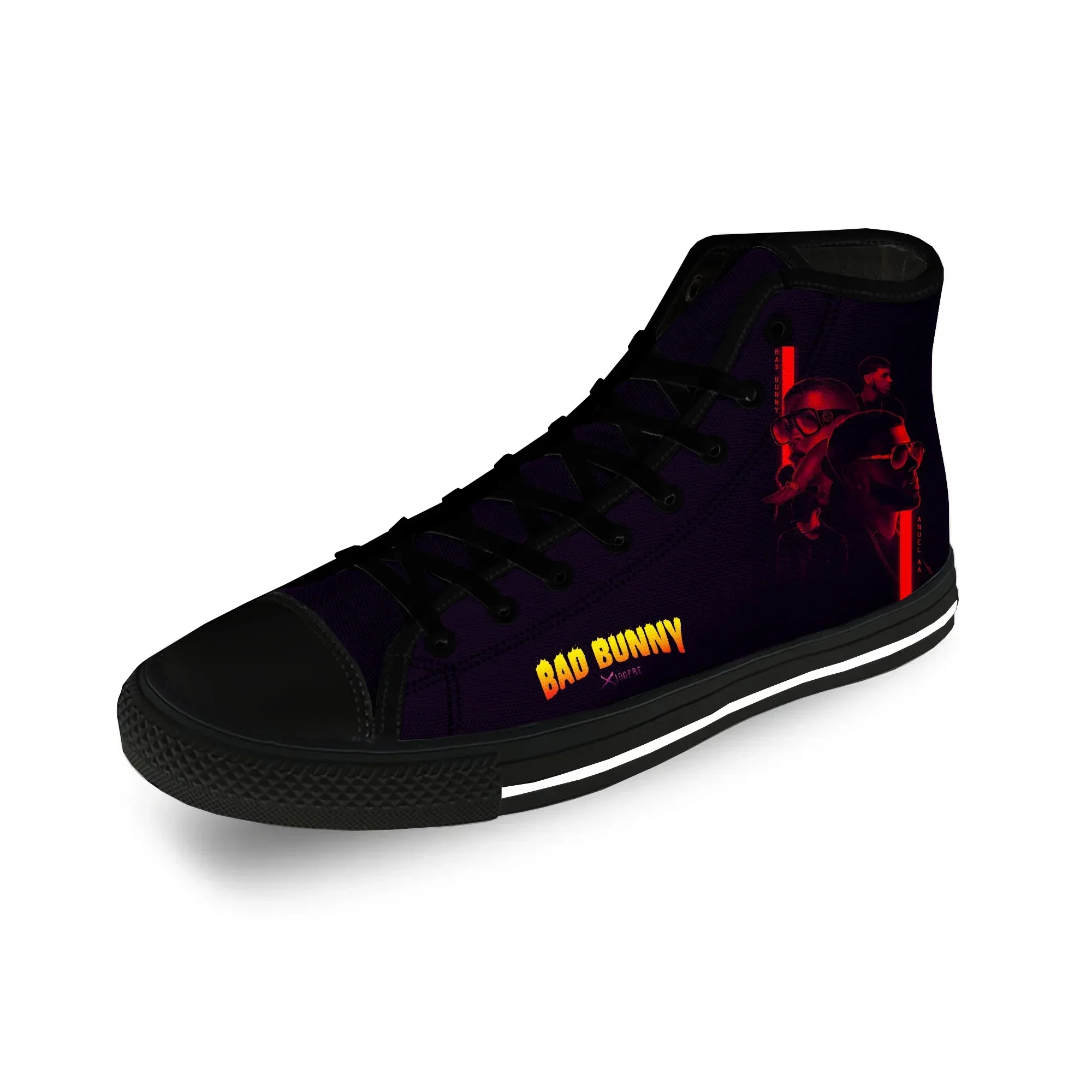 Bad Bunny Rap Hip Hop Rapper Cool Casual Cloth Fashion 3D Print High Top Canvas Shoes Men Women Lightweight Breathable Sneakers - view 5
