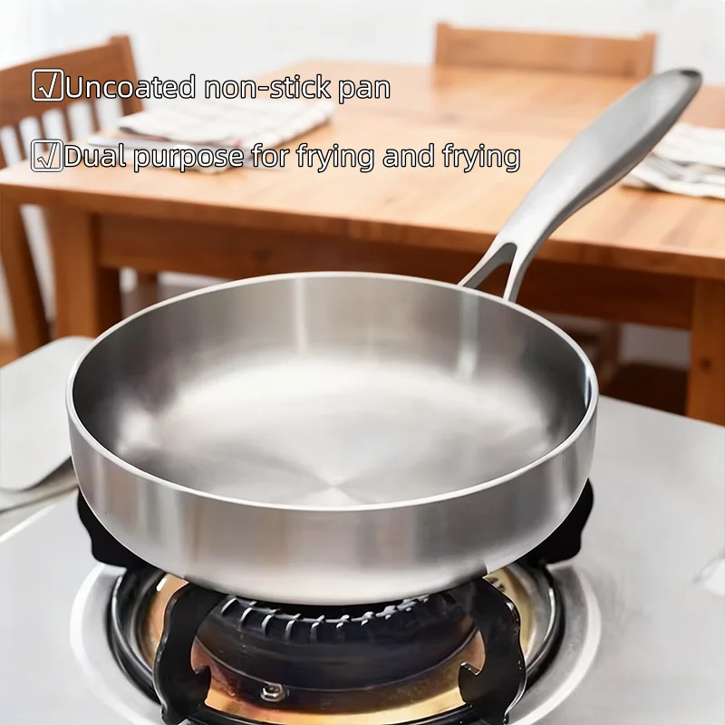 

Hot Sale 304 Stainless Steel Non-Stick Wok Frying Pan Set for Gas Stove Induction Cooktop Coating-Free Home Kitchen Utensils