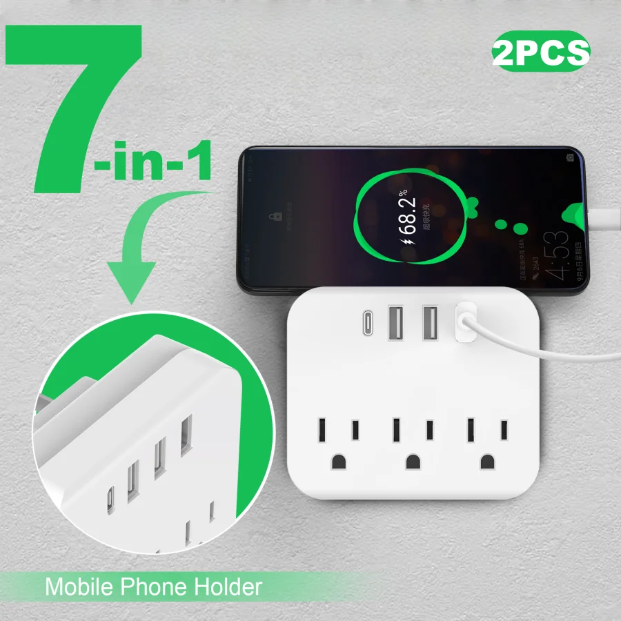 Power Strip Surge Protector, 6 Outlets with 4 USB Ports (1 USB C), One-Button Switch,Multi Plug Wall Outlet Extender