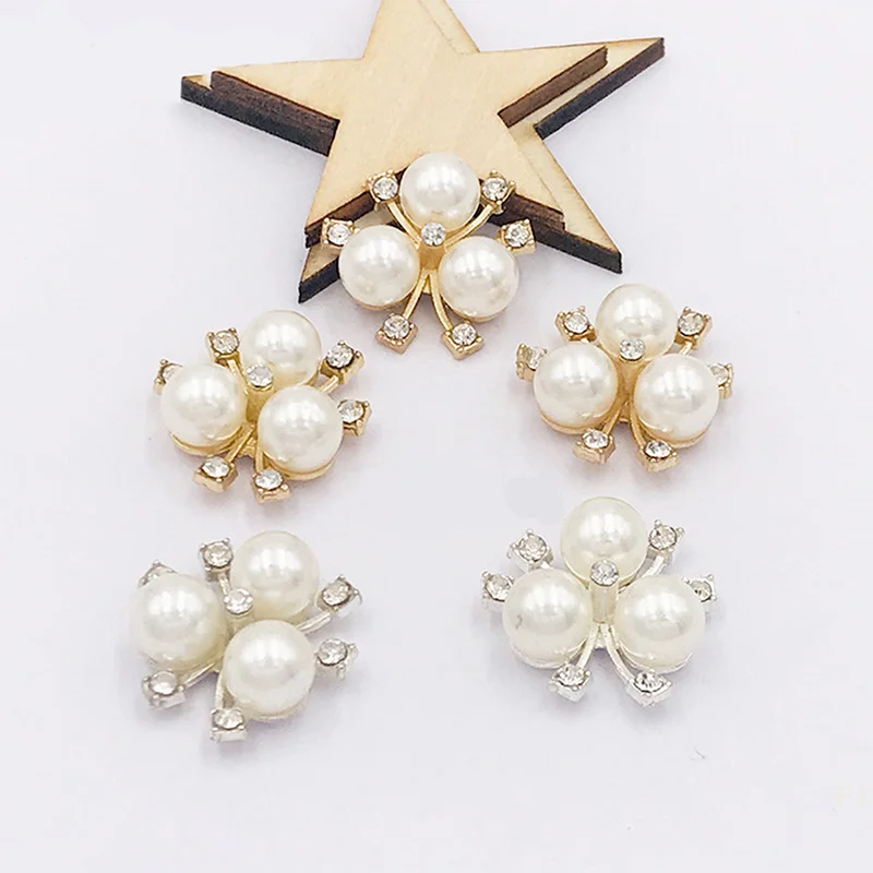 

[YU]10pcs DIY Flower Rhinestones Pearl Button Wedding Decoration Sewing Decor Craft
