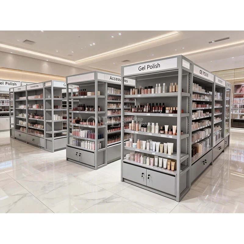 custom.Beauty Design Wall Shelf Cosmetic Showcase Display Stands Shop Furniture Cosmetic Display Cabinet 6