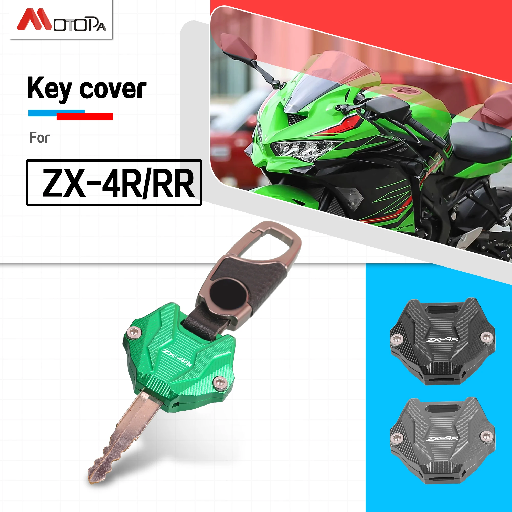 لكاواساكي ZX-4R ZX-4RR ZX4R 2024 2023 دراجة نارية ZX4RR اكسسوارات مفتاح غطاء و مفتاح سلسلة كيرينغ المفاتيح