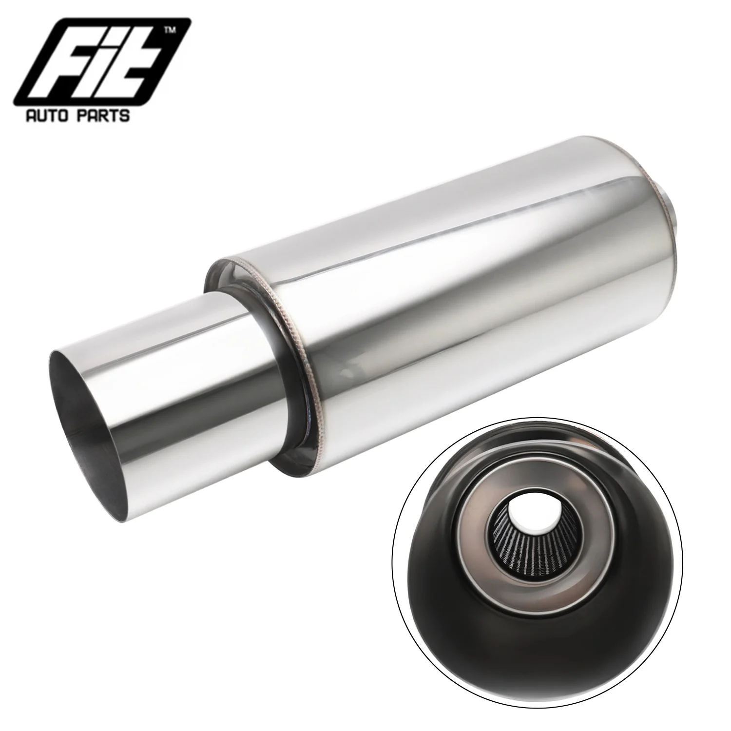 Stainless Steel Rear Muffler On The Car High Flow Racing Muffler Noisy Sound Exhaust Pipe