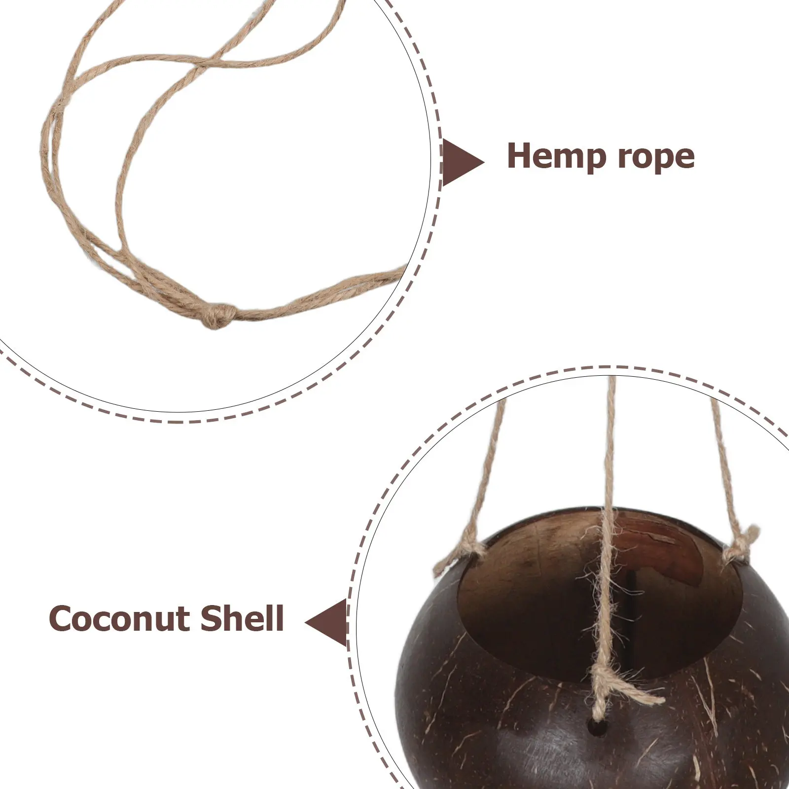 Coconut Shell Hanging Flower Pot Natural Breathing Design for Orchids Succulents Indoor Plants Balcony Garden Decor Wall Hanging
