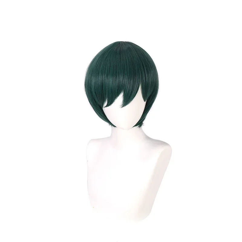 Anime 35cm Cosplay Wig Dark Green Short Heat Resistant  Hair Wigs Accessories