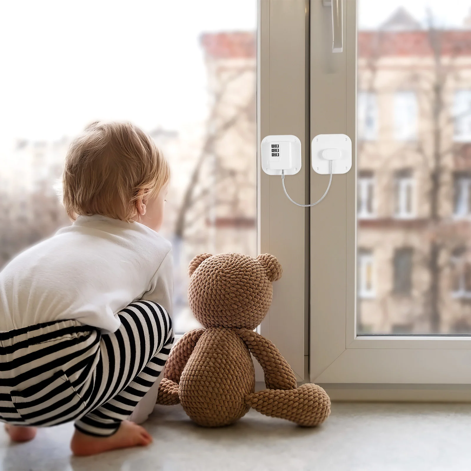 

iplusmile Refrigerator Door Lock 3 Digit Combination Child Safety Cable for Fridge Cabinets Drawers Dishwasher Closets