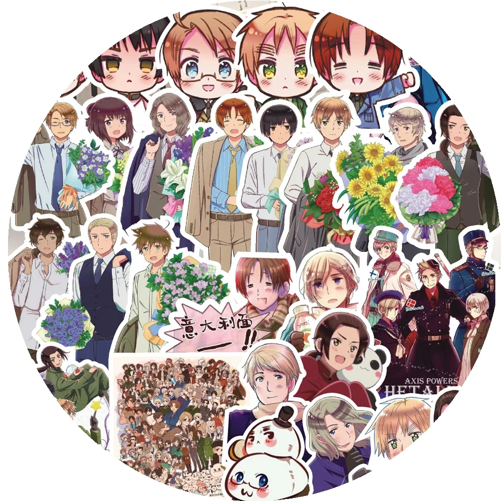 1 Pack Anime Sticker Axis Powers Action Figures Feliciano Varga Ludwig Kiku Honda Alfred F. Jones Collection Gift Toy