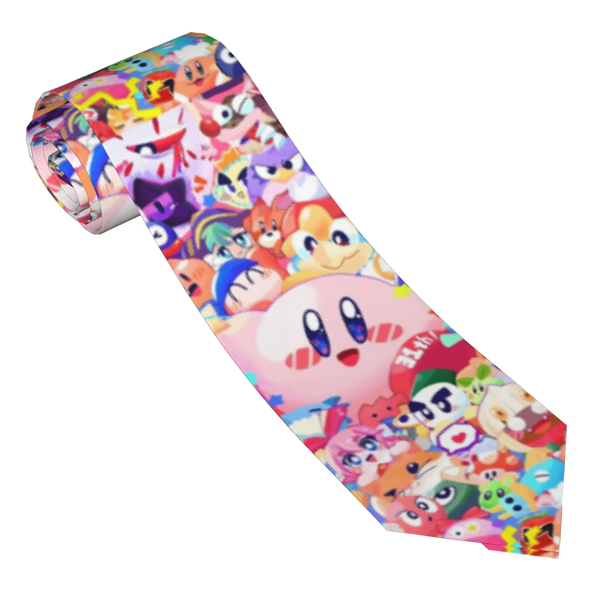 Funny Kawaii Kirbyys Necktie Unisex Polyester 8 cm Fashion Narrow Neck Ties Kirby for Mens Shirt Accessories Cravat Wedding Gift