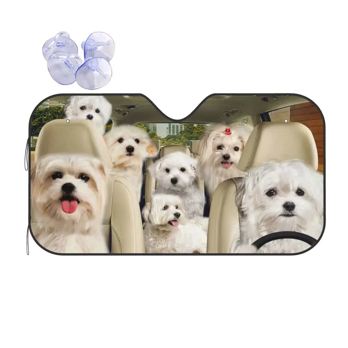 West Highland Terrier Dog Windshield Sunshade Cute Animals Car Front Window Visor Car Window Windscreen Cover Heat Reflector