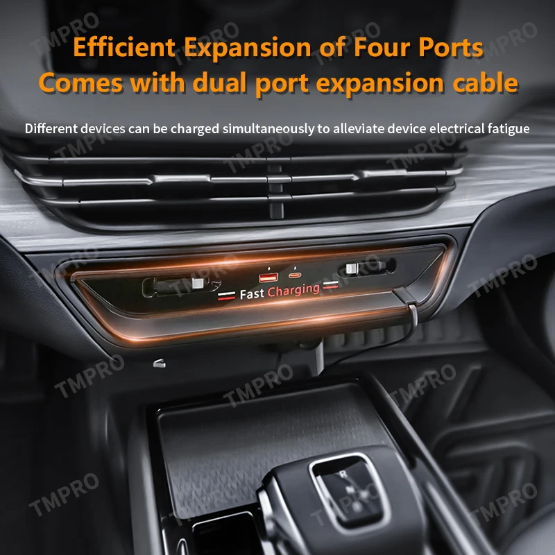 PD QC Fast Charging Expansion Dock For Hongqi H5/H6 Cup Holder USB Type-C Hub Car Interior Modification Accessories