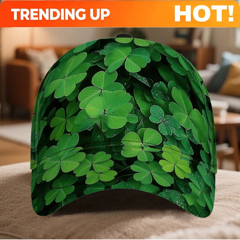 Customization 1pc St. Patrick's Day Clovers Print Classic Baseball Cap - Casual Duckbill Hat, Ideal For Daily Wear, Lightweight