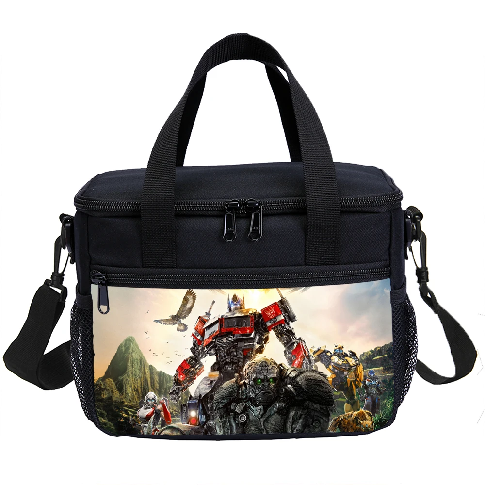트랜스포머 점심 도시락 가방, 휴대용 어깨 스트랩 절연 가방, 점심 상자 가방, 학생 두꺼운 방수 점심 가방