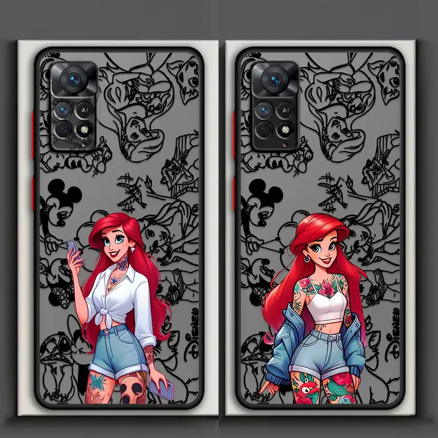 ديزني ارييل الأميرة غطاء من البولي يوريثان حافظة لهاتف شاومي ريدمي نوت 11 12 13 14 برو بلس 12S 9S 10 لايت 11S 10S