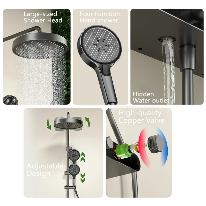 Low MOQ Customized  Surface Mounted  Three-function Shower Set  Shower Set Bathroom