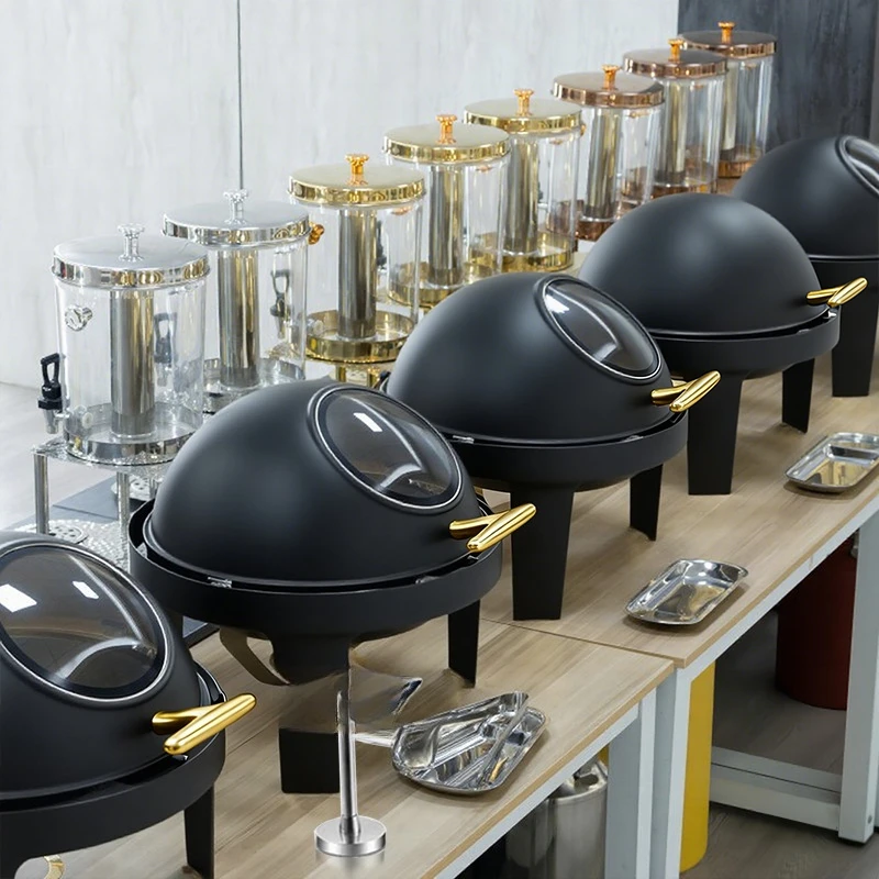 Classic Stainless Steel Roll Top Gold Warmer 6L Electric Heated Food Warmer for Buffet, Catering, Hotel, Party, Wedding