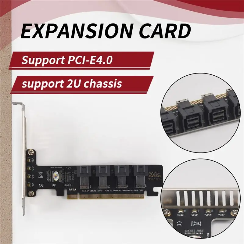NGFF PCI-E 16X To 4 Ports U.2 NVME Split Expansion Card SFF-8639/8643 NVME PCIE SSD Adapter For Mainboard SSD-AEF7
