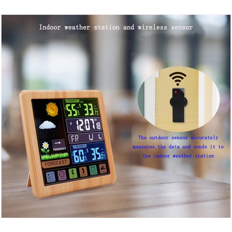 Weather Forecast Clock Indoor Outdoor Temperature and Humidity Meter Wireless Weather Station Child Lock Battery or DC Powered