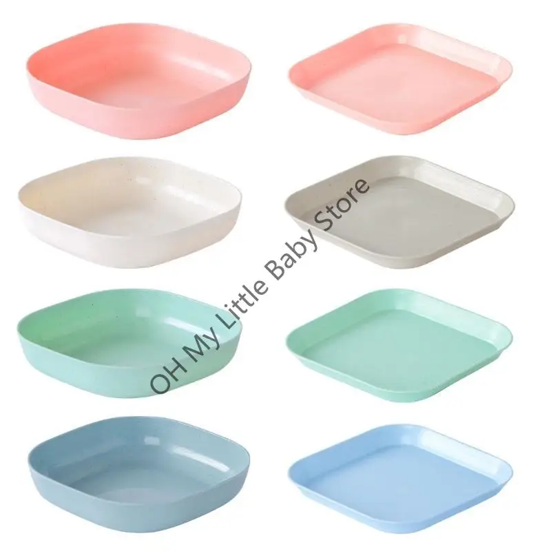 طبق عشاء M76C من قش القمح، أطباق الحبوب الصحية، آمن للاستخدام في غسالة الأطباق والميكروويف، صغير الحجم