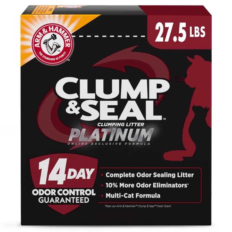 

Наполнитель для кошачьего туалета Clump Seal Platinum Complete Odor Sealing, комкующийся, для нескольких кошек, 27,5 фунтов