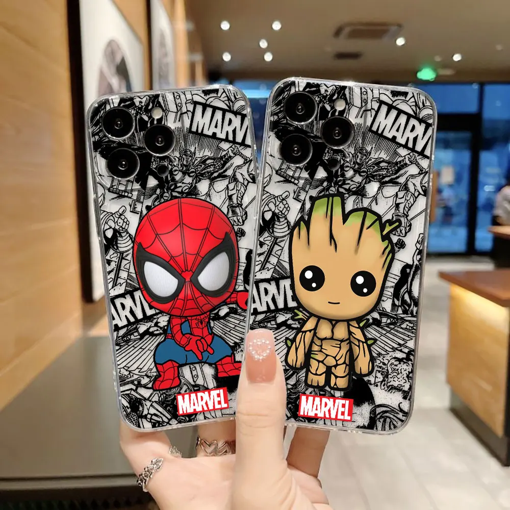 

SpiderMan Iron Man Baby Groot Phone Case For MOTO G9 PLUS PLAY G22 G30 G32 G52 G53 G60 G60S G71 G72 G73 EDGE 40 PRO Clear Case
