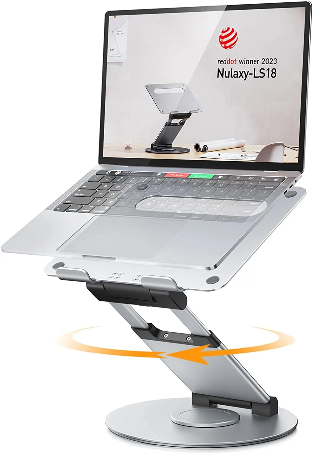 Imagem -03 - Altura do Ângulo Ajustável Laptop Stand Mesa Ergonômica Sentar para Ficar Pull Out Design Alumínio 360 Rotating