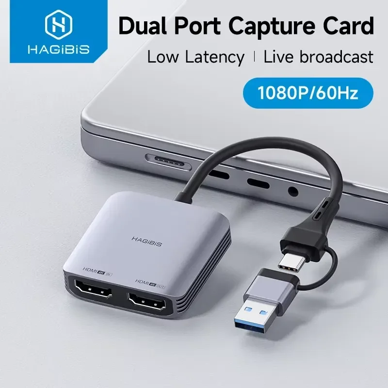 Hagibis Video Capture Card Hdmi-Compatible To USB A/C Recording Card 1080P With 4K Loop Out For Switch Xbox Ps4/5 Live