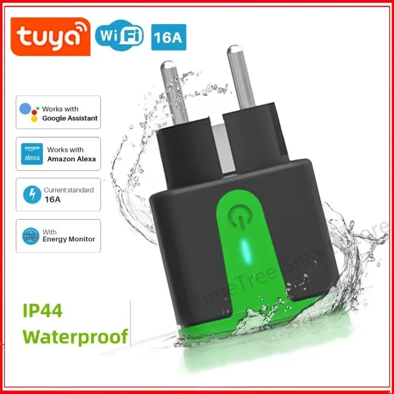 

Wifi Tuya Smart Outdoor Socket IP44 Waterproof Wireless Remote Control Plug EU 16A Support Scene Linkage Alexa Google Home Vocie