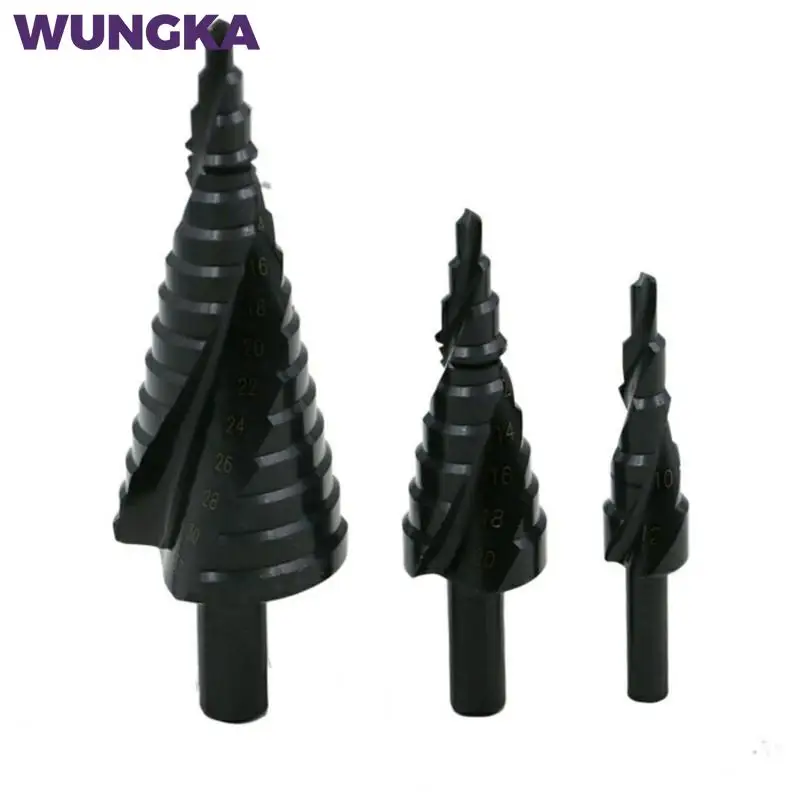 

Metalcone Triangle Shank Hole Metal Drills 4-12/20/32mm Hss Cobalt Step Drill Bit Set Nitrogen High Speed Steel Spiral Drillbits