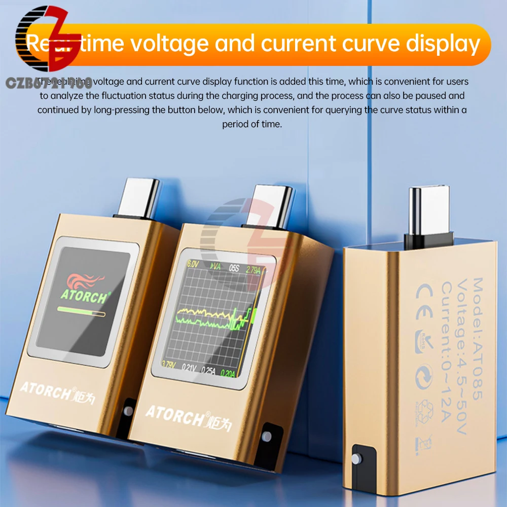 다기능 USB C타입 테스터 DC 전압계 전류계 배터리 용량 테스터, 디지털 디스플레이 전압 전류 테스터, DC 4.5-50V