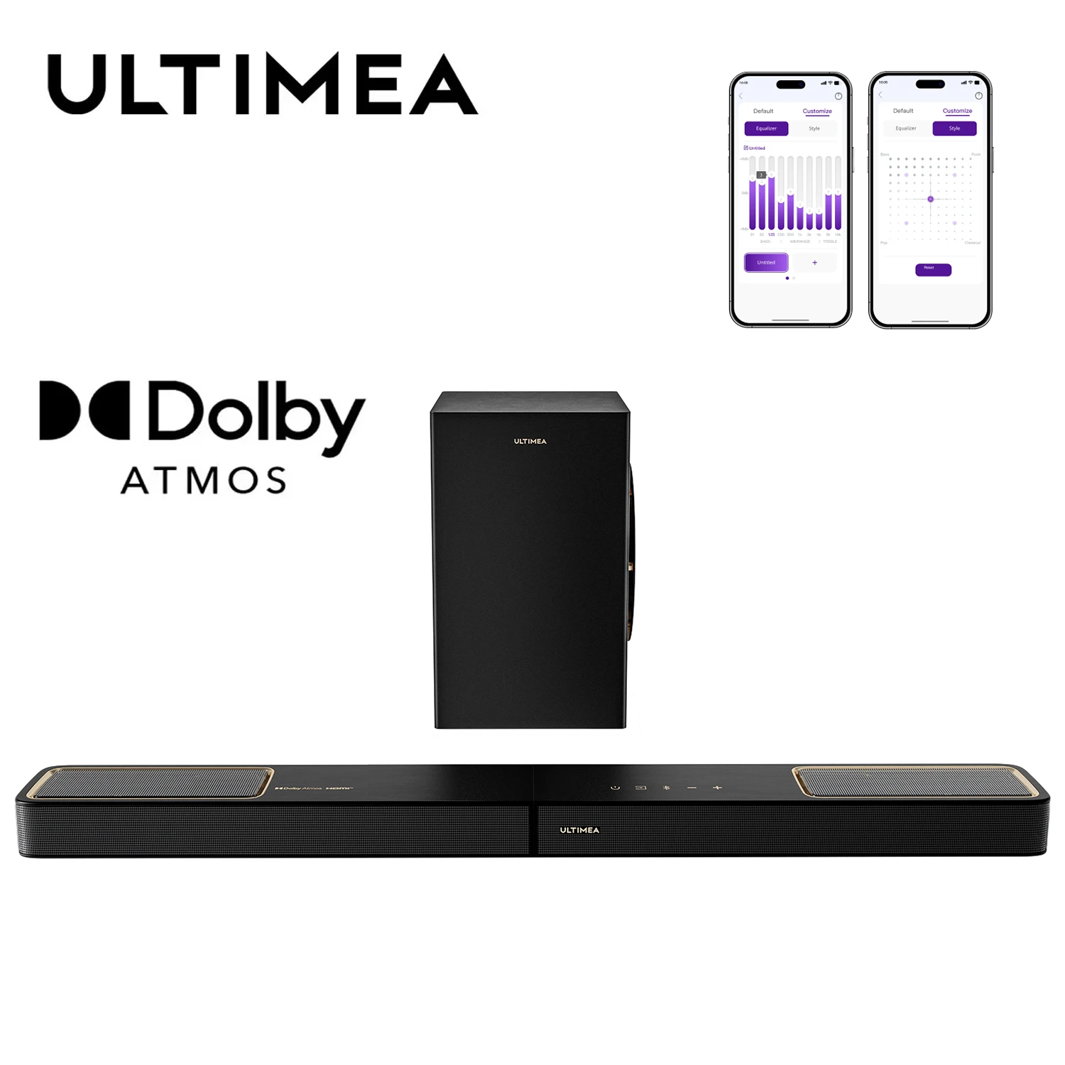 

ULTIMEA Skywave F30 Boom Soundbar 3.1.2ch Dolby Atmos Sound bar with 5.25'' Wired Subwoofer 300W,Home Theater for TV APP Control