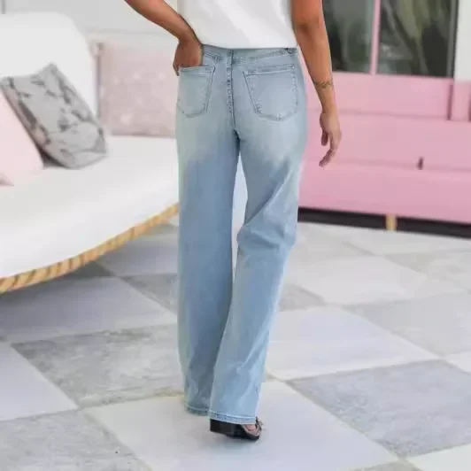 New Light Blue High-waisted Jeans American