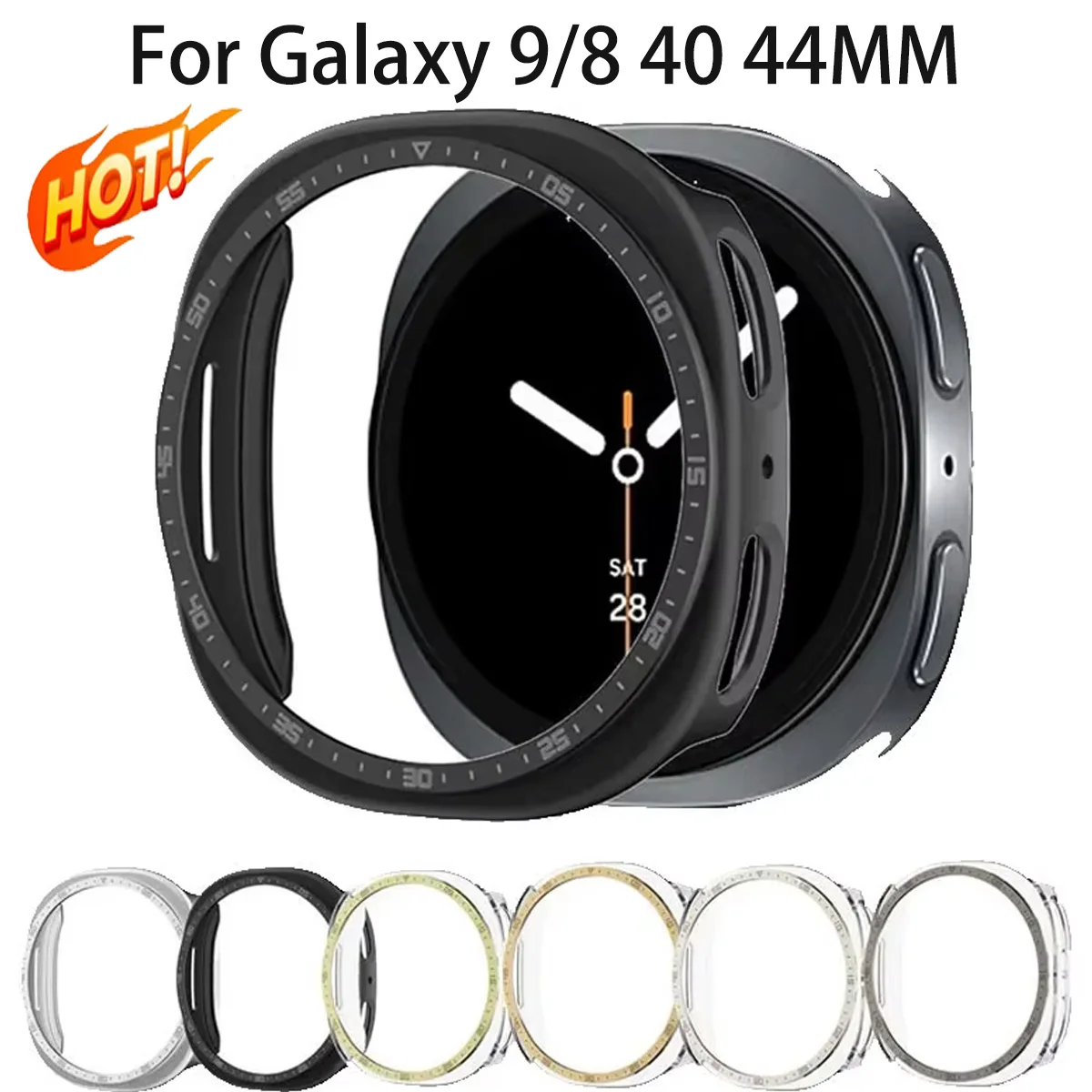 Hollow PC Case For Samsung Galaxy Watch 9/8 44mm Accessories Screen protector bumper Shell scale cover for Samsung Watch9/8 40mm