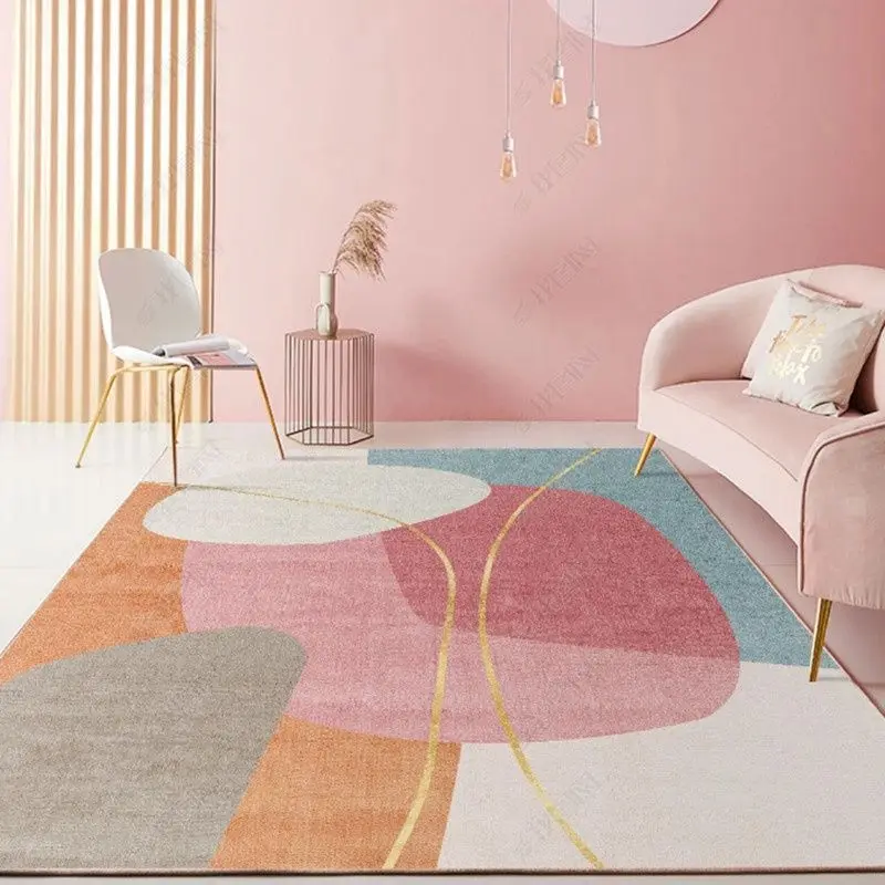 Nordic Home Living Room Large Area Decoration Carpet, Pink Bedside Rug, Sofa Coffee Table Mat, Balcony Non-slip Rugs, Bedroom,